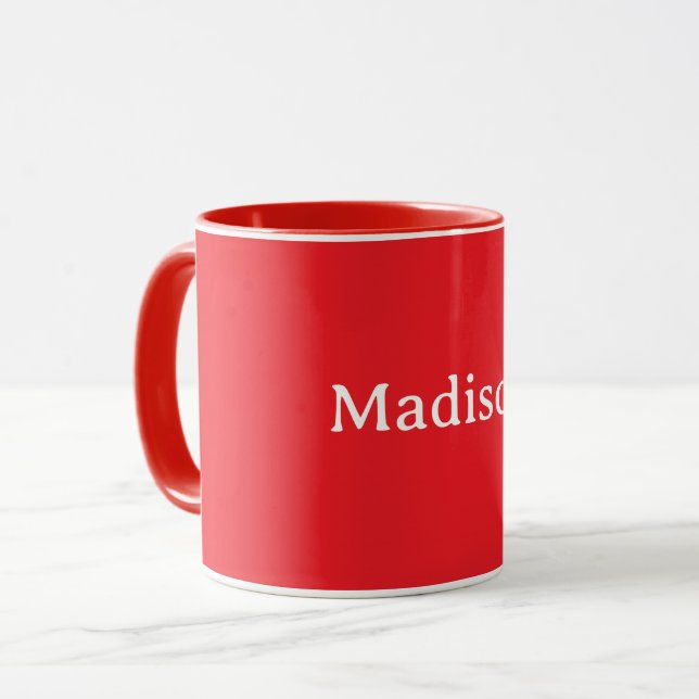 Caneca Vermelho, cor vermelha sólida TEMPLATE, personaliz (Frente Esquerda)