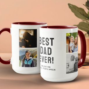 Caneca Vermelho de Colagem de Fotos do Melhor Pai Ever 4