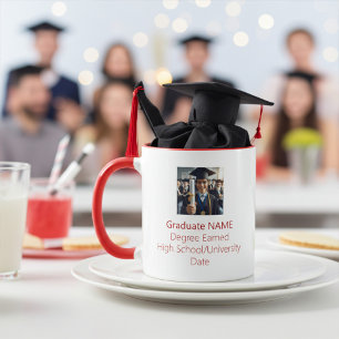 Caneca Vermelho de Graduação de Fotos de Formando Persona