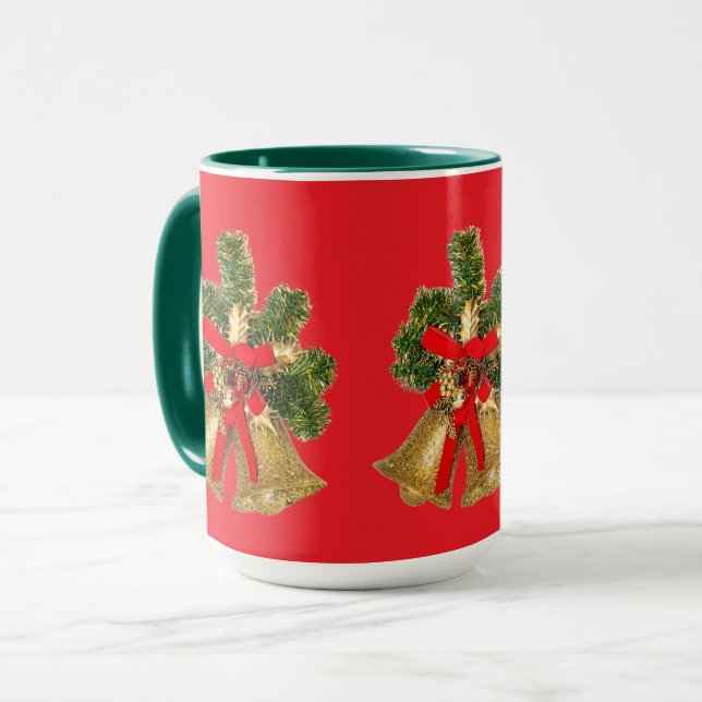 Caneca Vermelho de Natal e Verde de Feriado (Frente Esquerda)