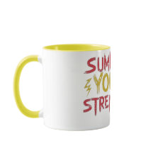 Vermelho e amarelo "chama sua força" design