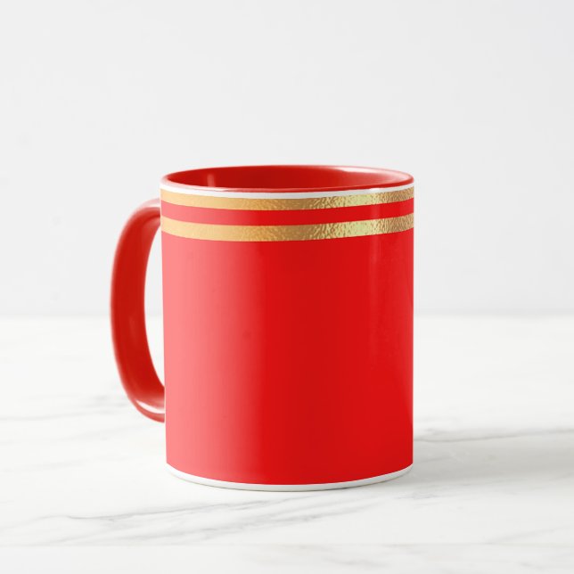 Caneca Vermelho e Dourado (Frente Esquerda)