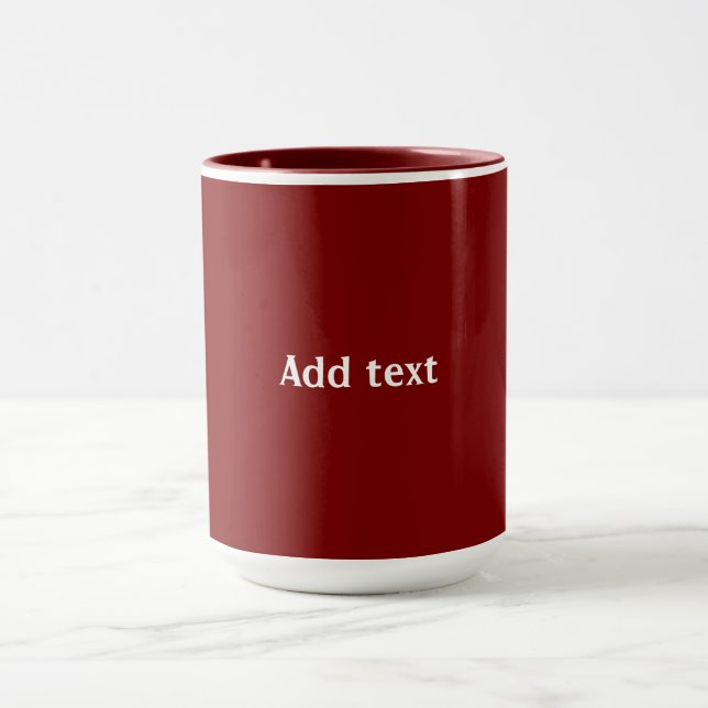 Caneca Vermelho escuro, cor sólida marrom, texto branco, (Centro)