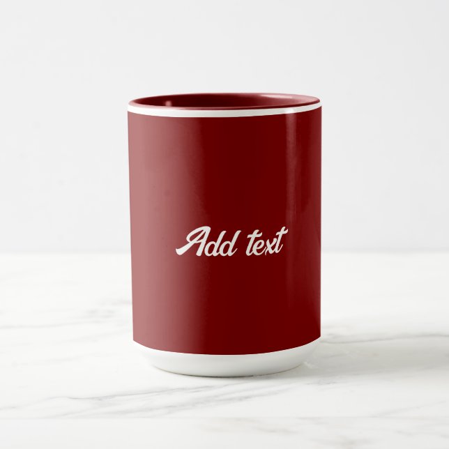 Caneca Vermelho escuro, cor sólida marrom, texto branco, (Centro)