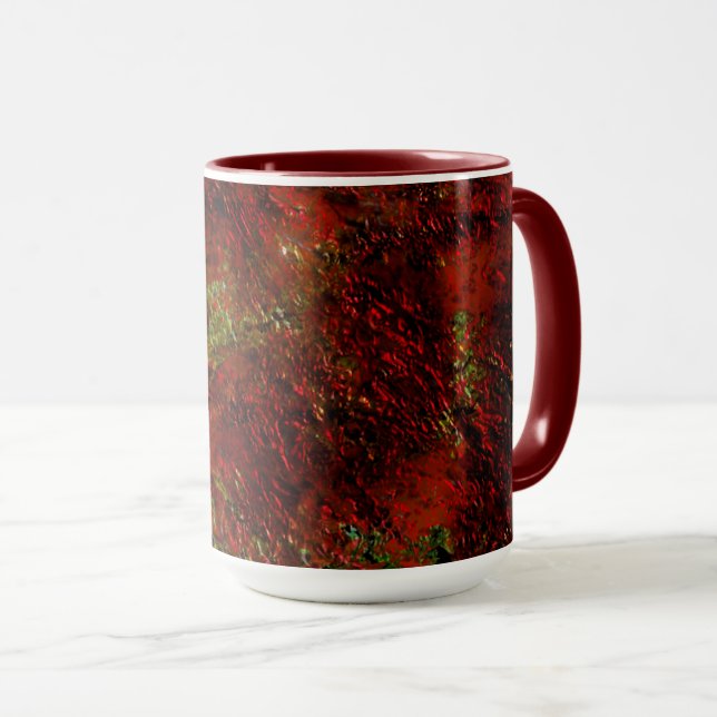 Caneca Vermelho forte esfolado sobre o cinza áspero (Frente Esquerda)