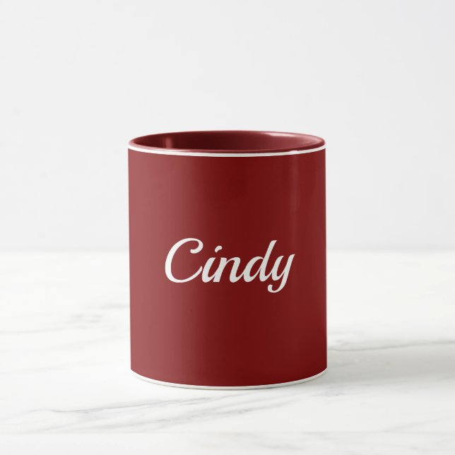 Caneca Vermelho-marrom, texto branco, TEMPLATE, (Centro)