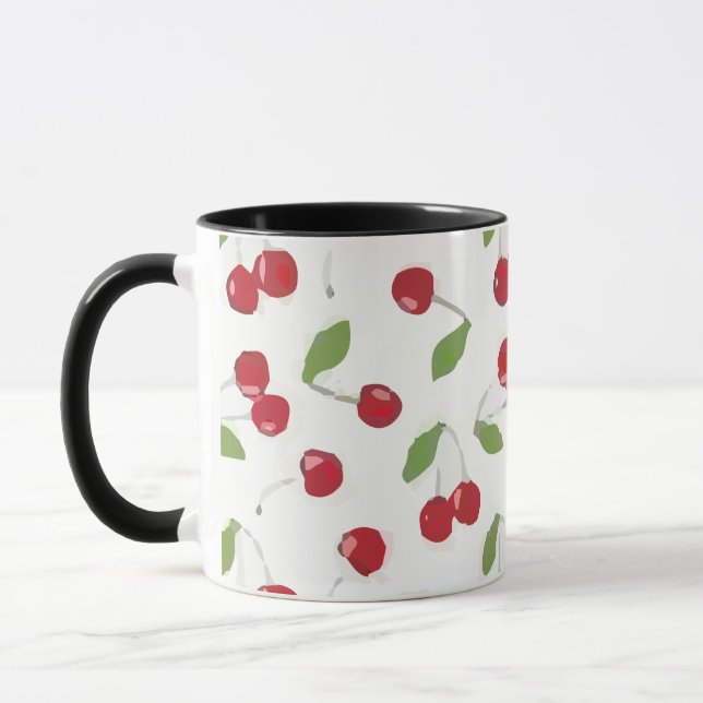 Caneca Vermelho Padrão de Cereja (Esquerda)