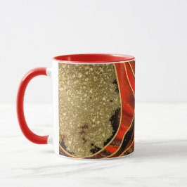 Caneca Vermelho personalizado, e Dourada Marble Mug