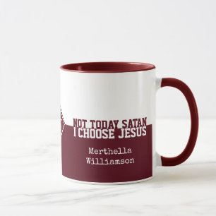 Caneca Vermelho Personalizado NÃO SATÃ de HOJE Mug Cristã
