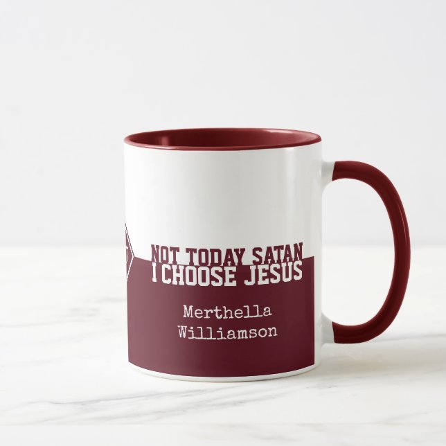 Caneca Vermelho Personalizado NÃO SATÃ de HOJE Mug Cristã (Direita)