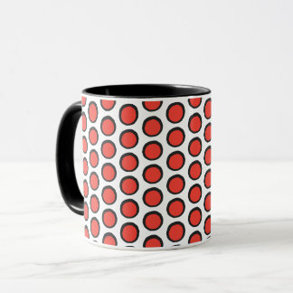 Caneca Vermelho retrô e preto com bolinhas ousadas Café e