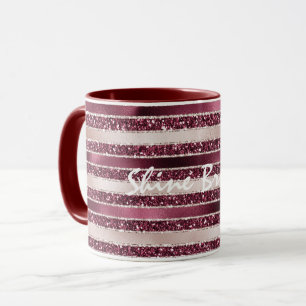 Caneca Vermelho Rosa Rosa Rosa Rosa Dourada, Brilhante