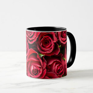 Caneca Vermelho, rosas vermelhas