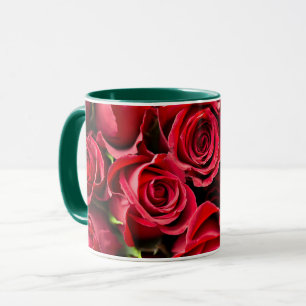 Caneca Vermelho, rosas vermelhas