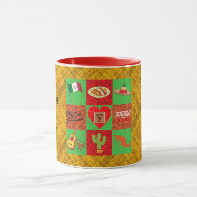 Caneca Vermelho Verde Dourado Mexicano (Centro)
