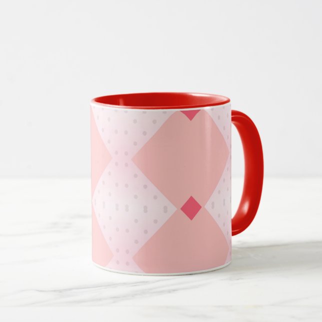 Caneca Vermelhos Cor-de-rosa com formato geométrico de fu (Frente Esquerda)