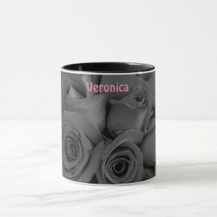 Caneca VERONICA ~ Buds Personalizados de Rosa vermelha Fo