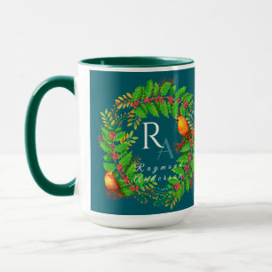 Caneca Verruga Natal Monograma Oceano Azul