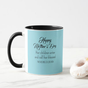 Caneca Versículo da Bíblia do Dia das Mães Azul Melhor Mã