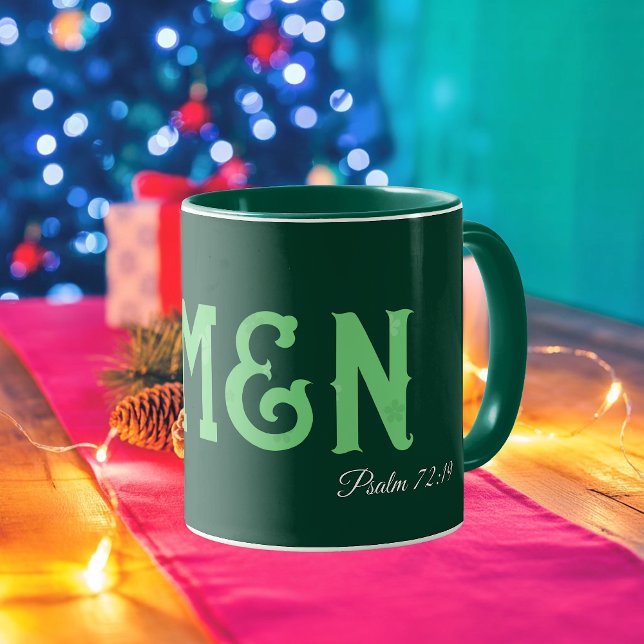 Caneca Versículo da Bíblia Tipografia Moderna Personaliza (Amen Bible Verse Modern Typography Custom Mug, perfect Christmas gift for family, Christian friends)