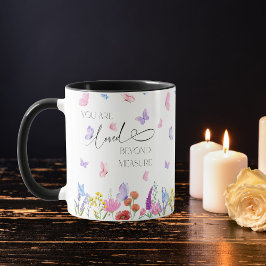 Caneca Verso Bíblico Cristão Aquarela de Flores Silvestre