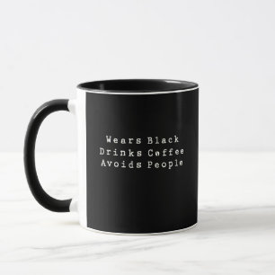 Caneca Veste Preto Bebe Café Evita Pessoas Introvertido