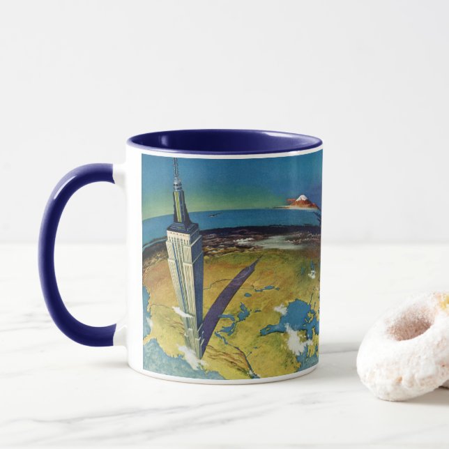 Caneca Viagem Antiga Nova York Empire State Building (Com Donut)