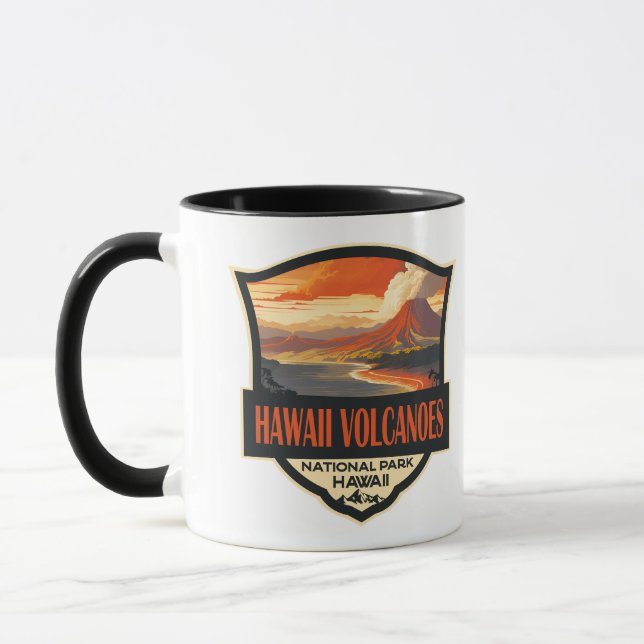 Caneca Viagem da Ilustração do Parque Nacional dos Vulcõe (Esquerda)
