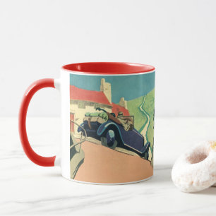 Caneca Viagem de carro conversível antigo no campo