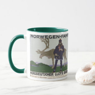 Caneca Viagem Escandinava Antiga à Noruega Homem Rena