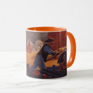 Caneca Viagens Antigas, Avião Sobre Junco em Hong Kong