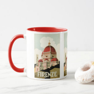 Caneca Viagens vintage Florence Firenze Itália Igreja Du