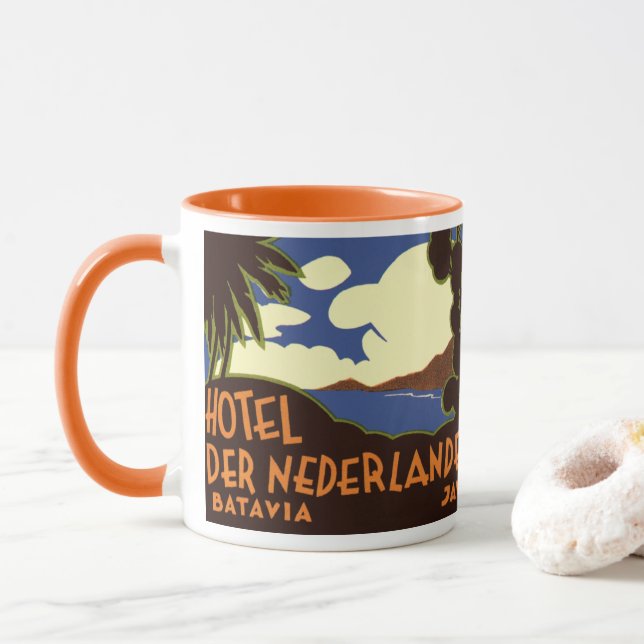 Caneca Viagens vintage Jakarta Indonesia Hotel Nederlande (Com Donut)
