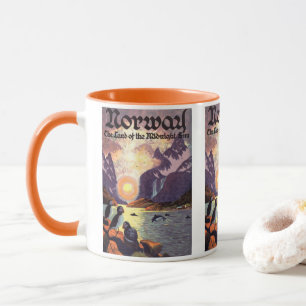 Caneca Viagens vintage, Noruega Fjord Land of Midnight Su