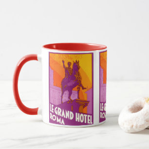 Caneca Viagens vintage, Statue Le Grand Hotel Roma, Itáli