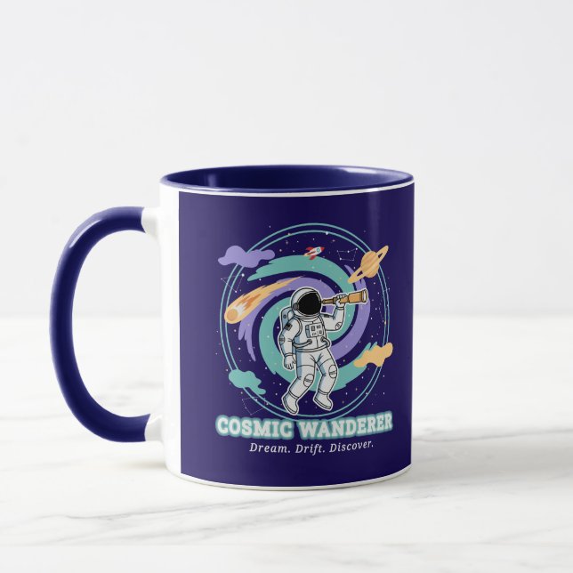 Caneca Viajante Cósmico Astronauta Telescópio (Esquerda)