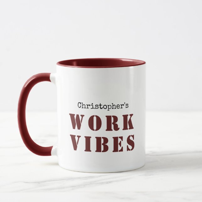 CANECA VIBAS DE TRABALHO DE TEXTO E NOME PERSONALIZADO DO (Esquerda)