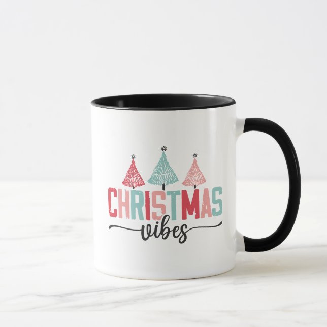 Caneca Víblias de Natal - Design de Árvore Festiva (Direita)