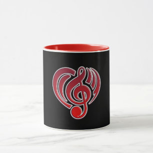 Caneca Vibrações Ama Musical Nota Musical do Coração Verm