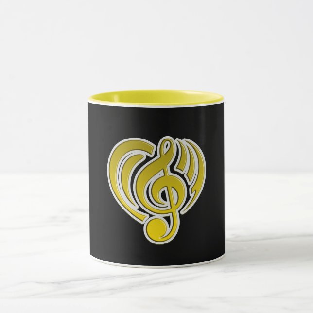 Caneca Vibrações Musical Love Yellow Heart Music Note DJ (Centro)