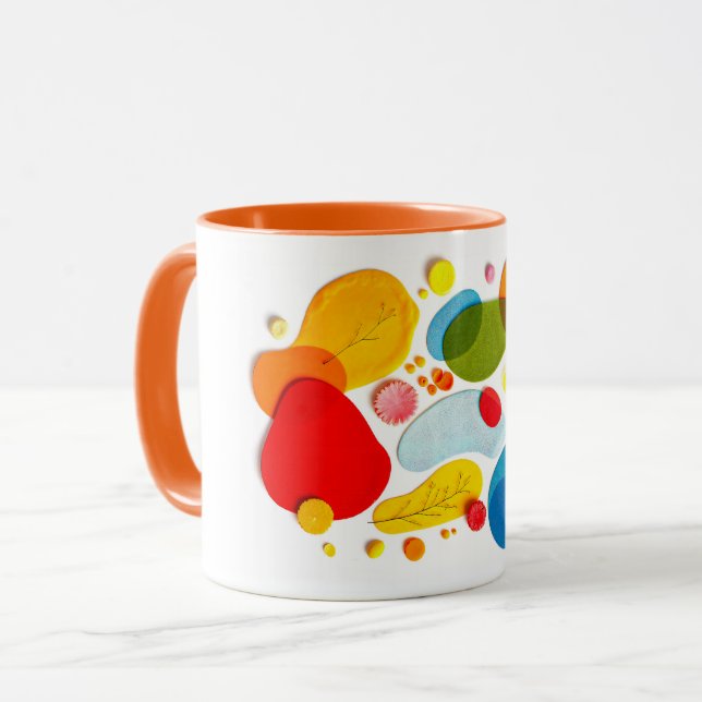 Caneca Vibrant Abstract Organic Shapes Pop Art Collage (Frente Esquerda)