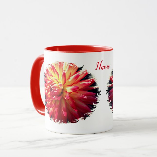 Caneca Vibrant Dahlia Flower Personalizada (Frente Esquerda)