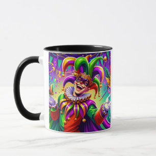 Caneca Vibrant Mardi Gras Jester Mug - Carnaval colorido