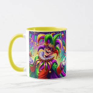 Caneca Vibrant Mardi Gras Jester Mug - Carnaval colorido
