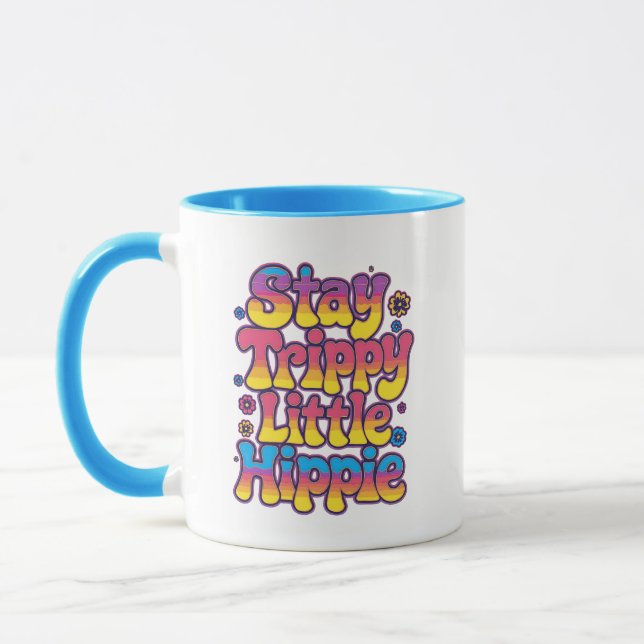 Caneca Vibrant Rainbow Stay Trippy Hippie Quote (Esquerda)