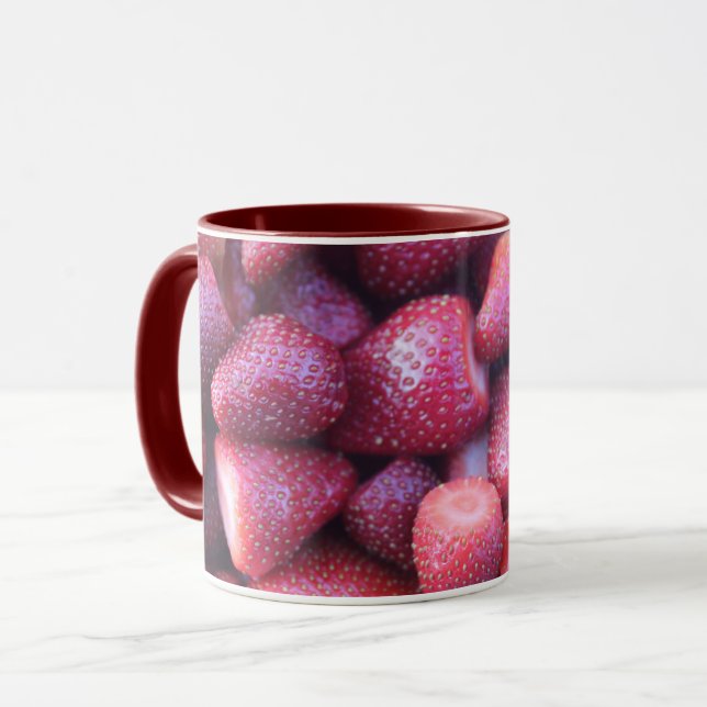 Caneca Vibrant Red Strawberry Pattern Ceramic Coffee Mug (Frente Esquerda)