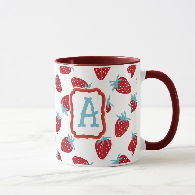 Caneca Vibrant Red Strawberry Pattern Ceramic Coffee Mug (Direita)