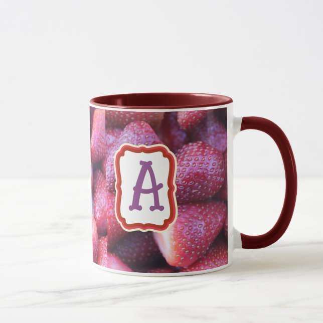 Caneca Vibrant Red Strawberry Pattern Ceramic Coffee Mug (Direita)