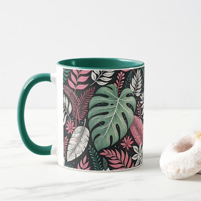 Caneca Vibrant tropical botanical (Com Donut)