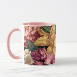 Caneca Vibrant Vintage Floral Arrangement